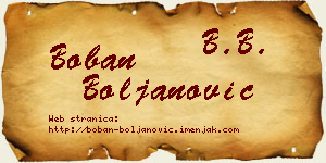 Boban Boljanović vizit kartica